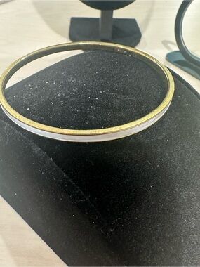 Monet Vintage Gold-Tone with White Round Bangle Bracelet